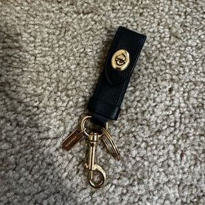 Coach Black Leather Key Holder with Gold Accents